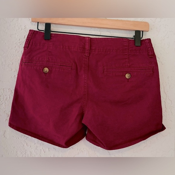 American Eagle Outfitters Women's Burgundy Stretch Shortie Shorts - Picture 7 of 7